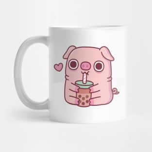 Cute Chubby Piggy Loves Drinking Bubble Tea Mug